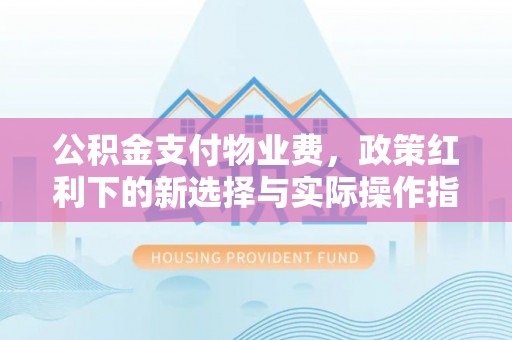雨花台公积金支付物业费，政策红利下的新选择与实际操作指南