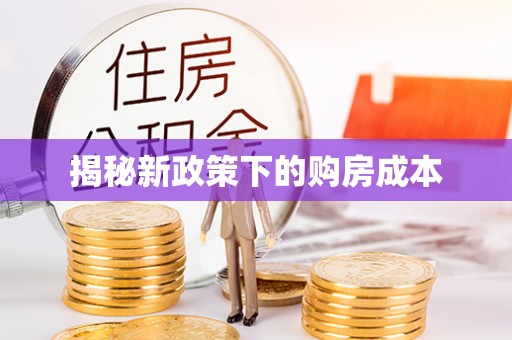 雨花台揭秘新政策下的购房成本