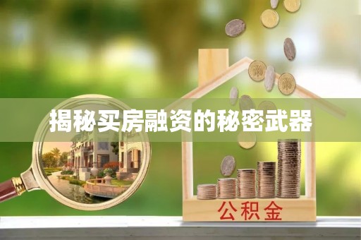 雨花台揭秘买房融资的秘密武器